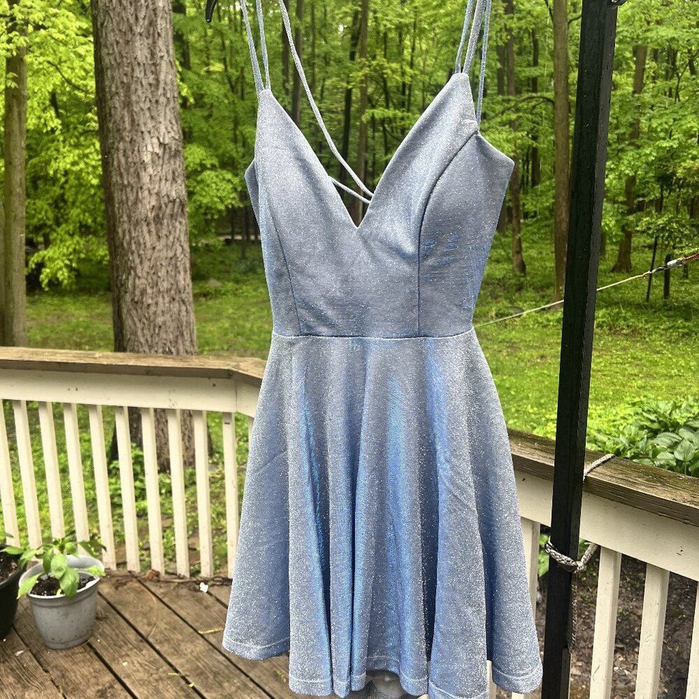 Homecoming | Windsor Light Blue Glitter Fit & Flare Dress XS | NWT